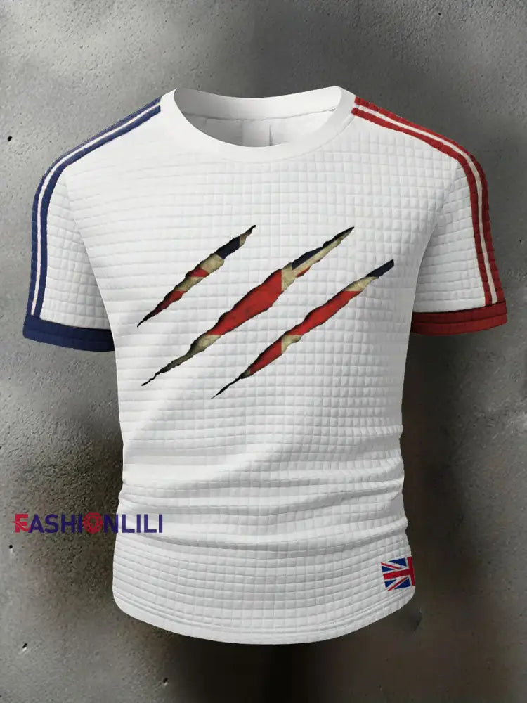 Men’s UK Flag Printed Casual Tops White / S