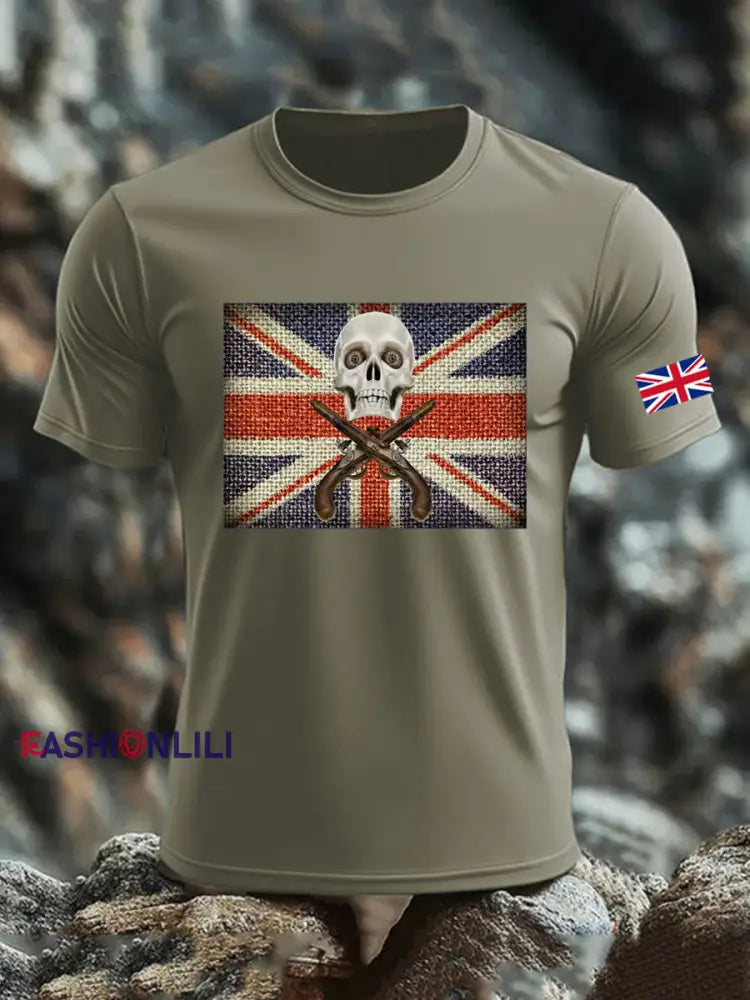 Men’s UK Flag Printed T-shirt Army Green / S