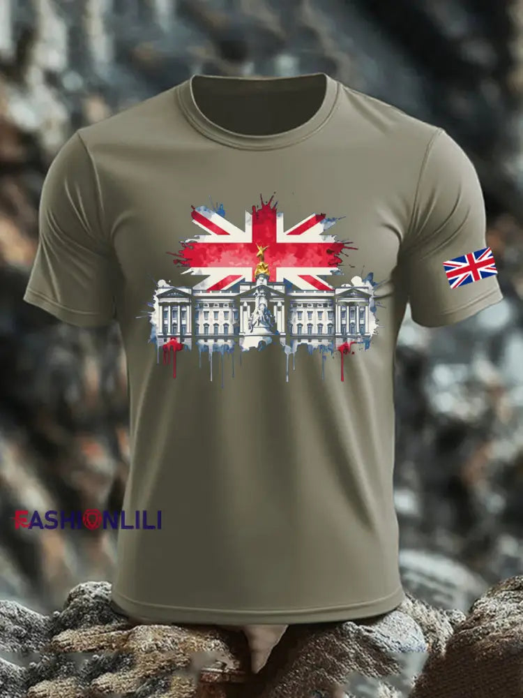 Men’s UK Flag Printed T-shirt Army Green / S