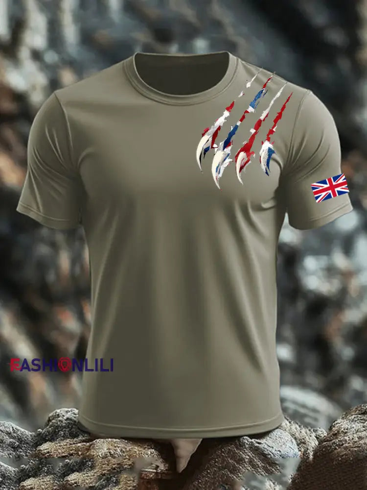 Men’s UK Flag Printed T-shirt Army Green / S