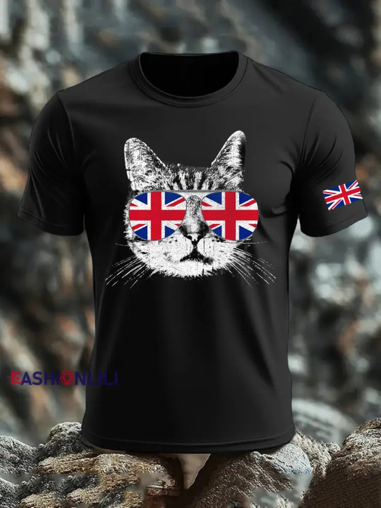 Men’s UK Flag Printed T-shirt Black / S