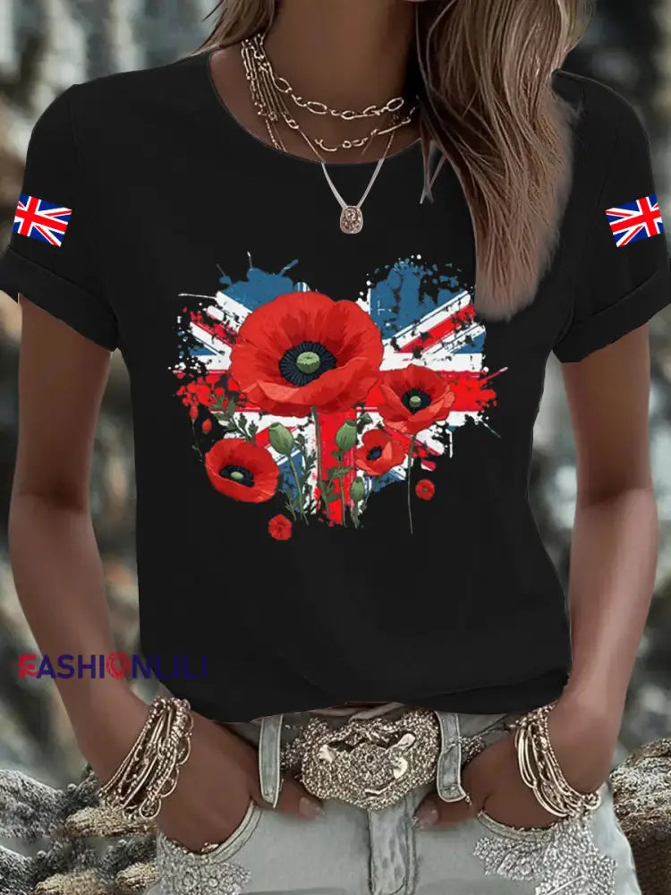 Men’s UK Flag Printed T shirt Black / S