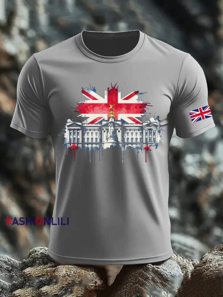 Men’s UK Flag Printed T-shirt Gray / S