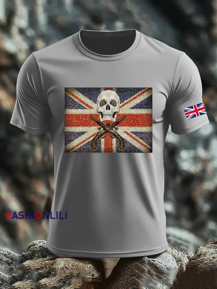 Men’s UK Flag Printed T-shirt Gray / S