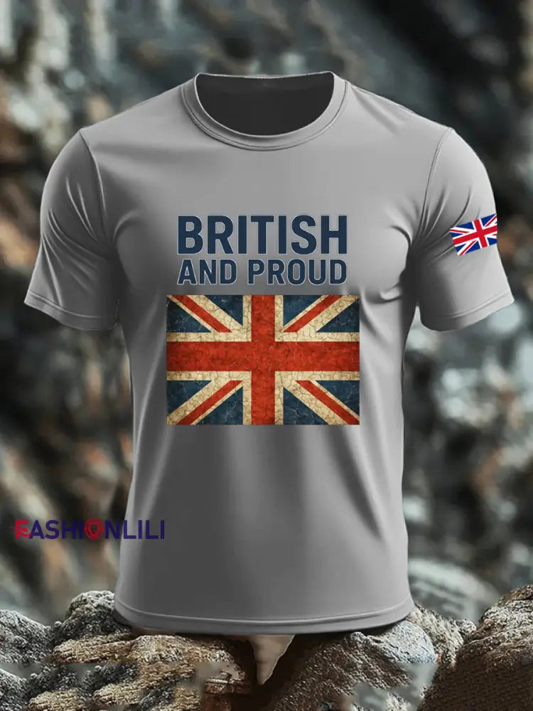 Men’s UK Flag Printed T-shirt Gray / S