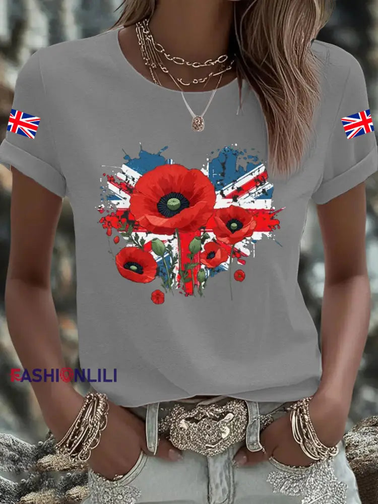 Men’s UK Flag Printed T shirt Light Gray / S