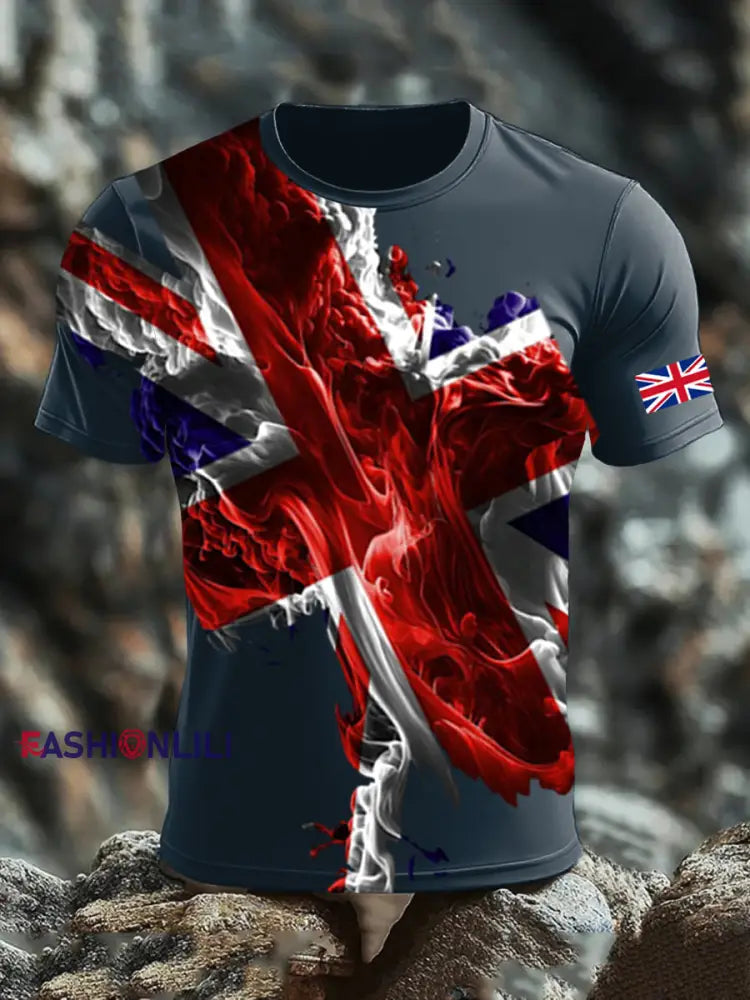 Men’s UK Flag Printed T-shirt Navy Blue / S