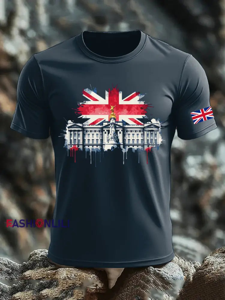 Men’s UK Flag Printed T-shirt Navy Blue / S