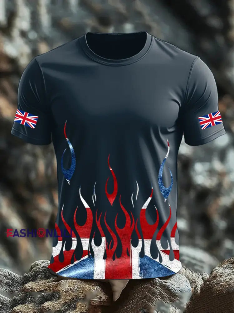 Men’s UK Flag Printed T-shirt Navy Blue / S