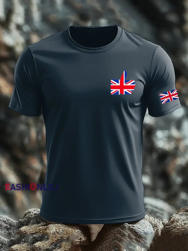 Men’s UK Flag Printed T-shirt Navy Blue / S
