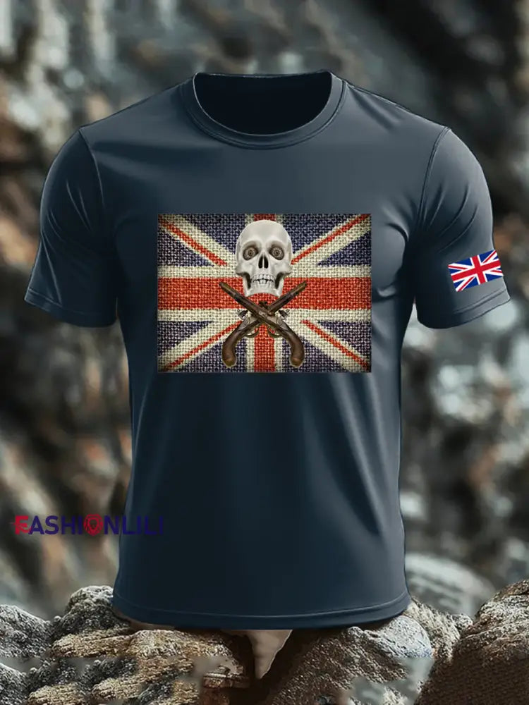 Men’s UK Flag Printed T-shirt Navy Blue / S