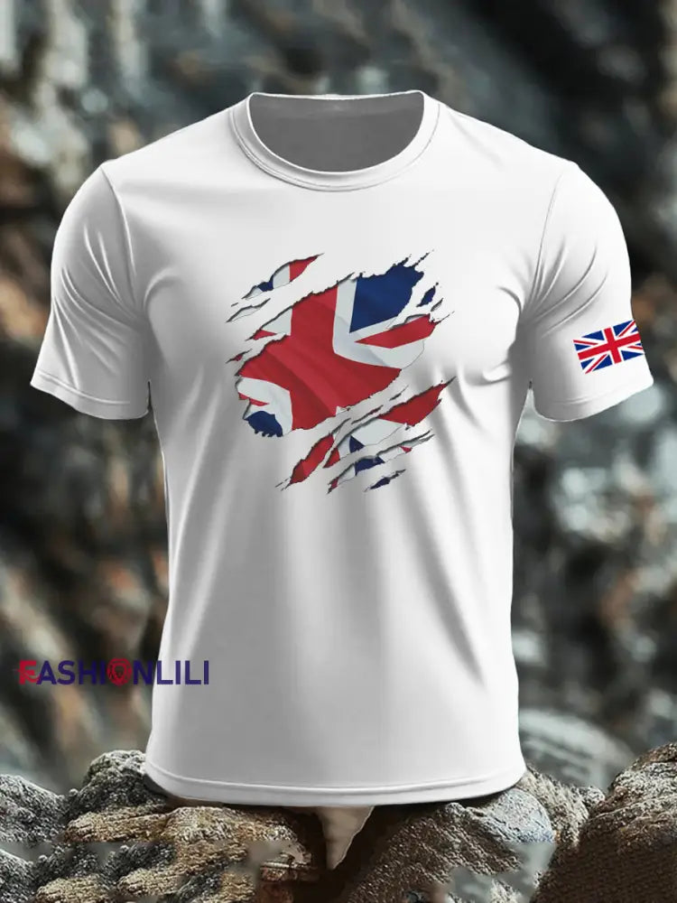 Men’s UK Flag Printed T-shirt White / S