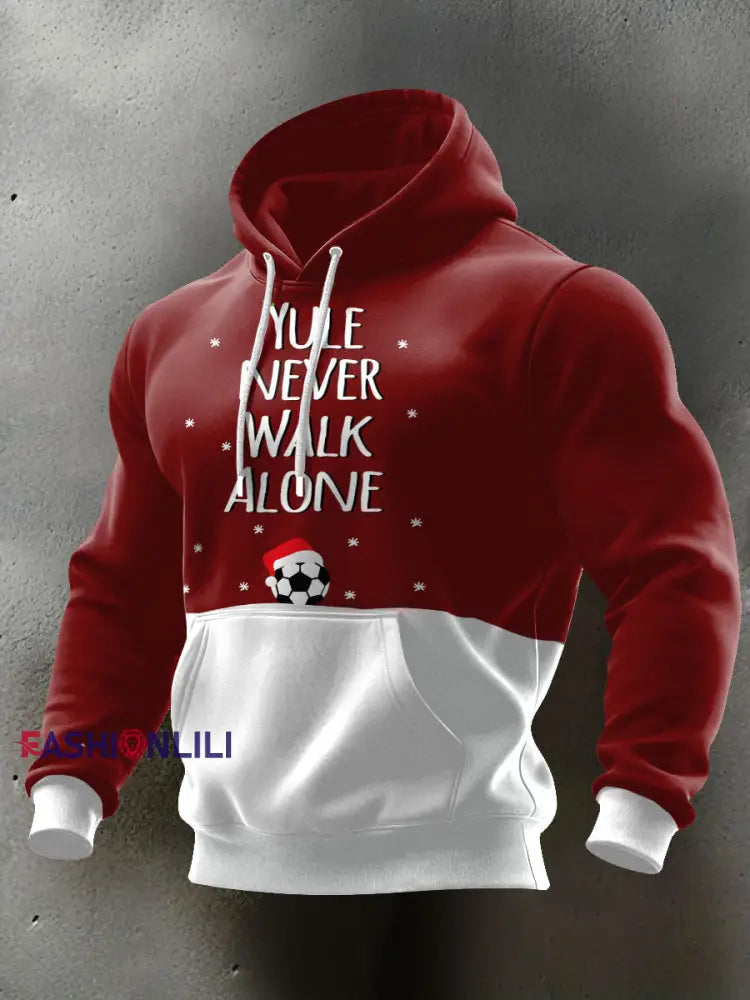 Men’s UK Football Lover Christmas Printed Hoodie Red / S