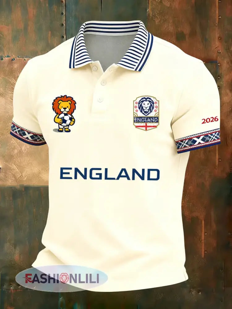 Men’s UK Football Lover England Printed polo shirt - As picture / S