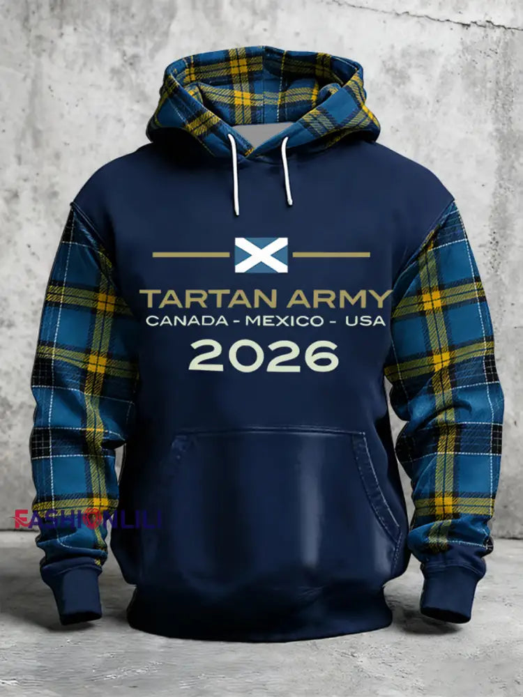 Men’s UK Football Lover Scotland 2026 Printed Oversized Drop-Shoulder Hoodie with Pockets Navy Blue / S