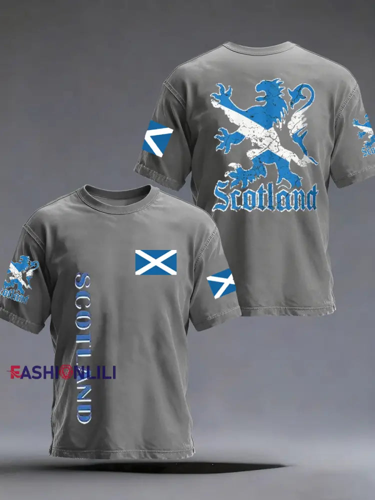 Men’s UK Football Lover Scotland Printed short sleeves t-shirt Gray / S