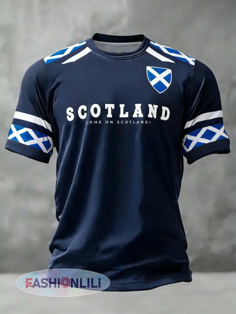 Men’s UK Football Lover Scotland Printed short sleeves t-shirt - Navy Blue / S