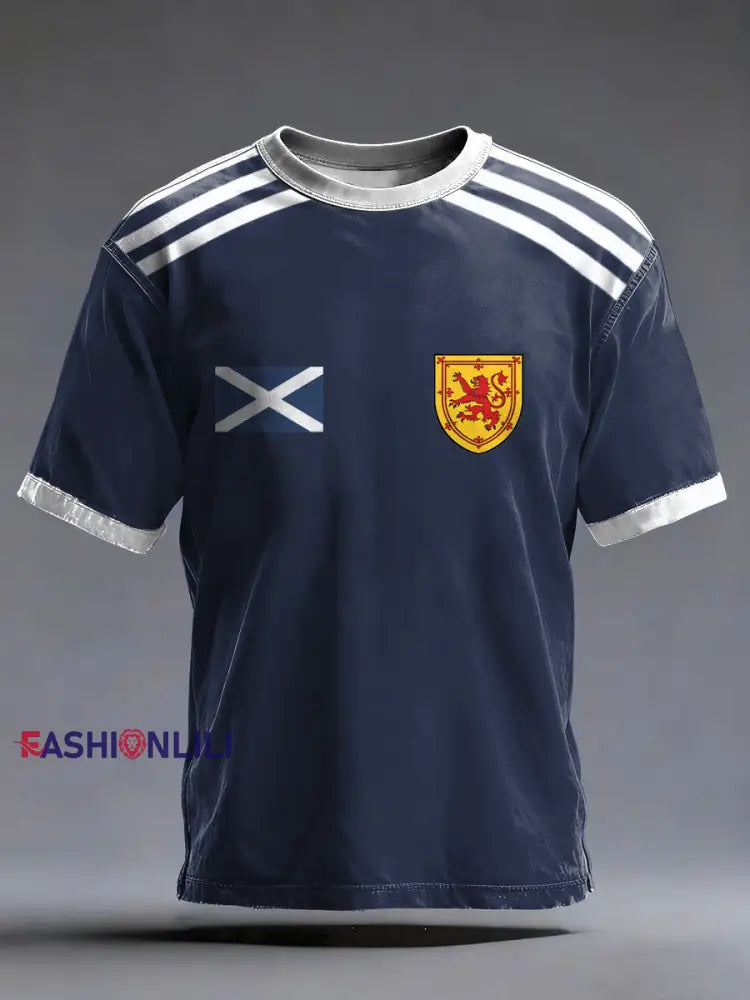 Men’s UK Football Lover Scotland Printed short sleeves t-shirt Navy Blue / S