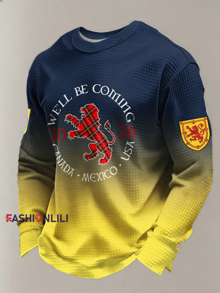 Men’s UK Football Lover Scotland Printed Waffle Long Sleeve Top As picture / S