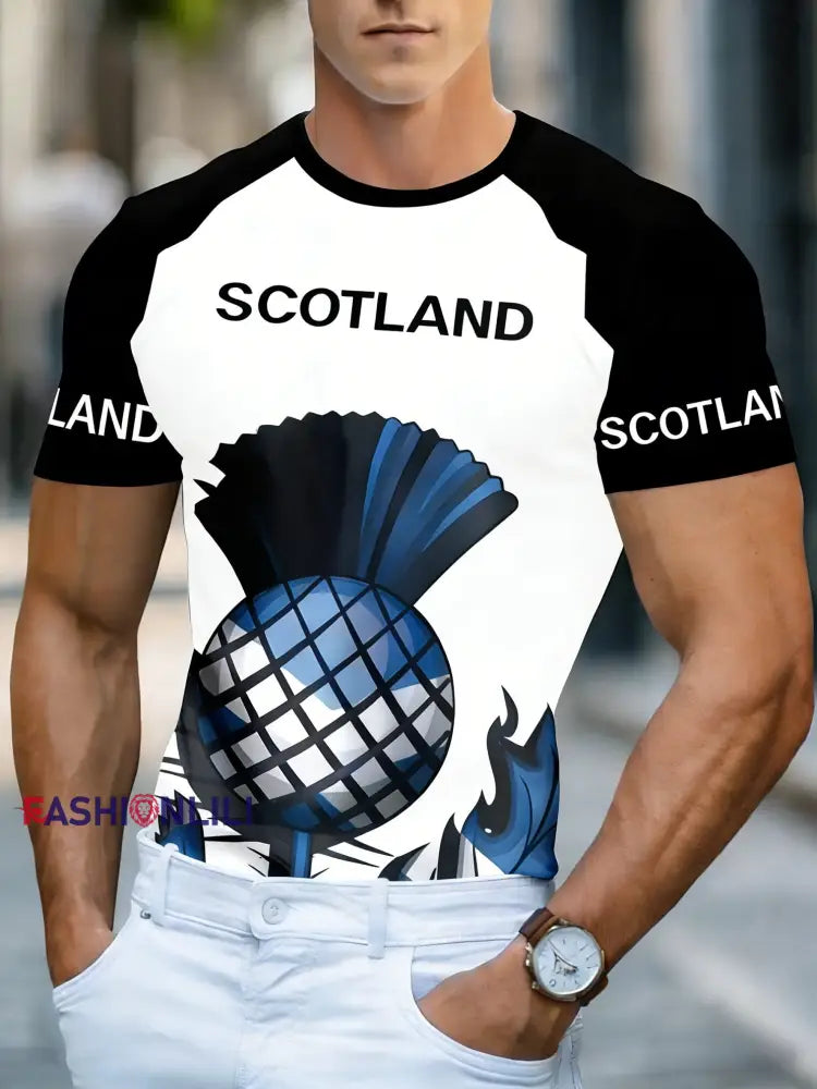 Men’s UK Football Lover Scotland We’ll Be Coming 2026 Printed Short-Sleeved T-Shirt Black / S