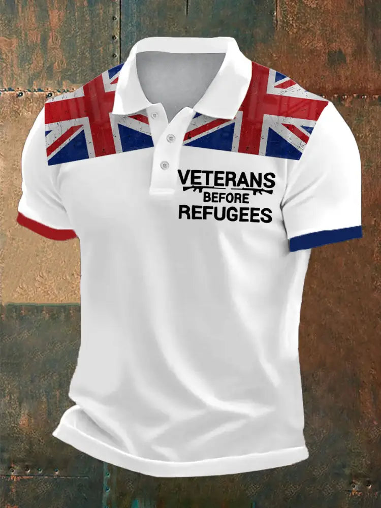 Men’s UK Immigration Veterans Before Refugees Printed Casual Tops White / S