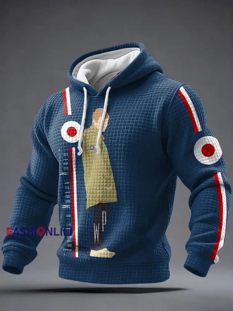 Men’s UK Mod Music Lover Printed Hoodie Blue / S