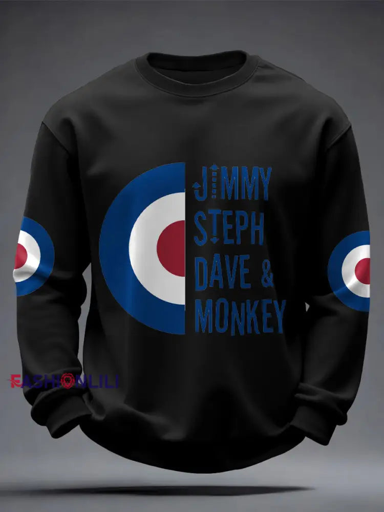 Men’s UK Mods Music Lover Printed Sweatshirt Black / S