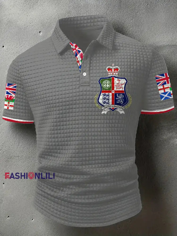 Men’s UK Scotland England Northern Ireland Wales Flag Art Printed Casual Tops Light Gray / S