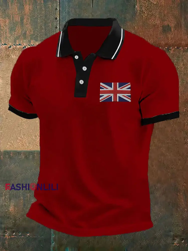 Men’s Union Jack Casual Polo Shirt Red / S