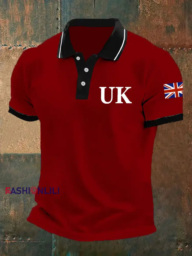 Men’s Union Jack Casual Polo Shirt Red / S