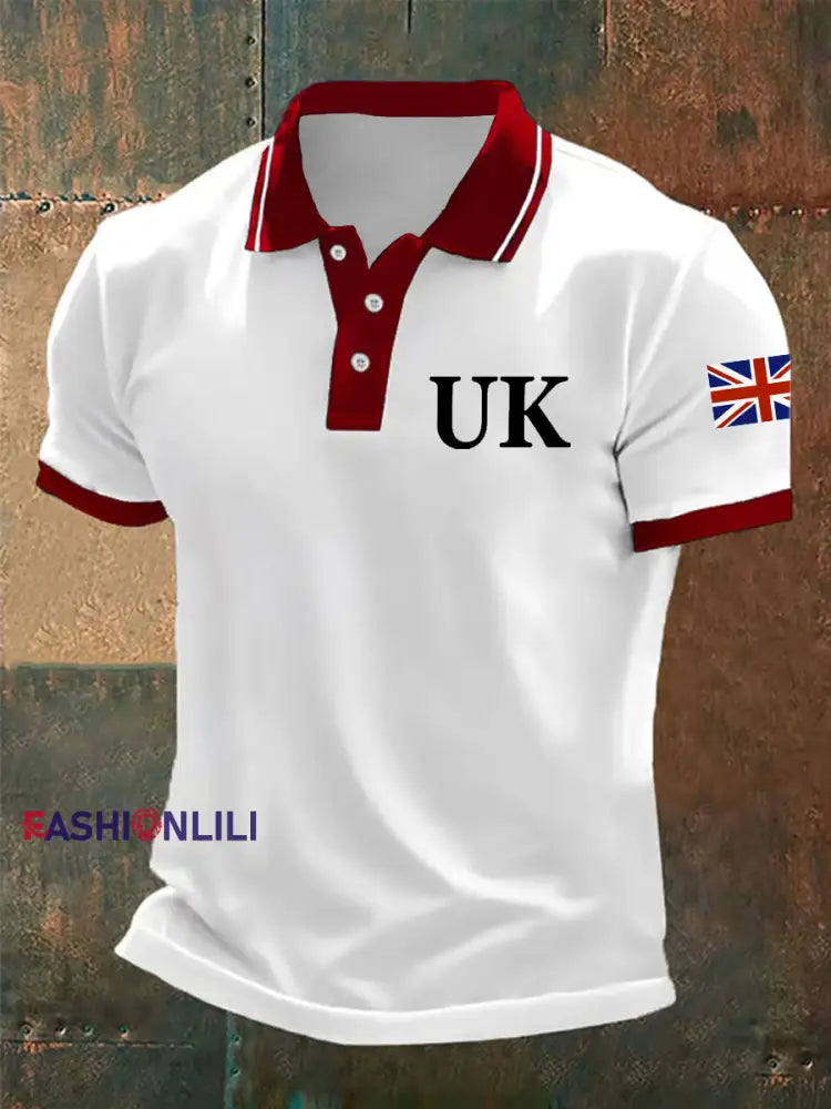 Men’s Union Jack Casual Polo Shirt White / S