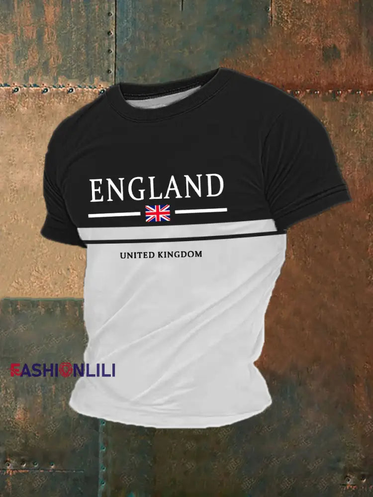 Men’s Union Jack Print Casual T-Shirt Black / S