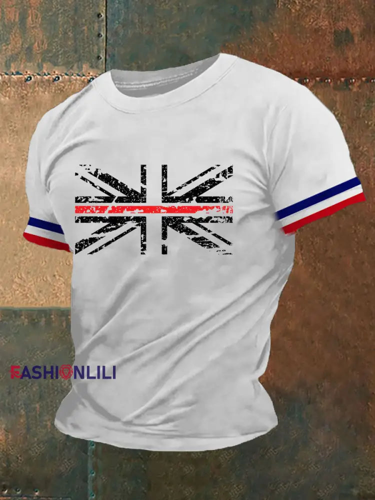 Men’s Union Jack Print Casual T-shirt White / S