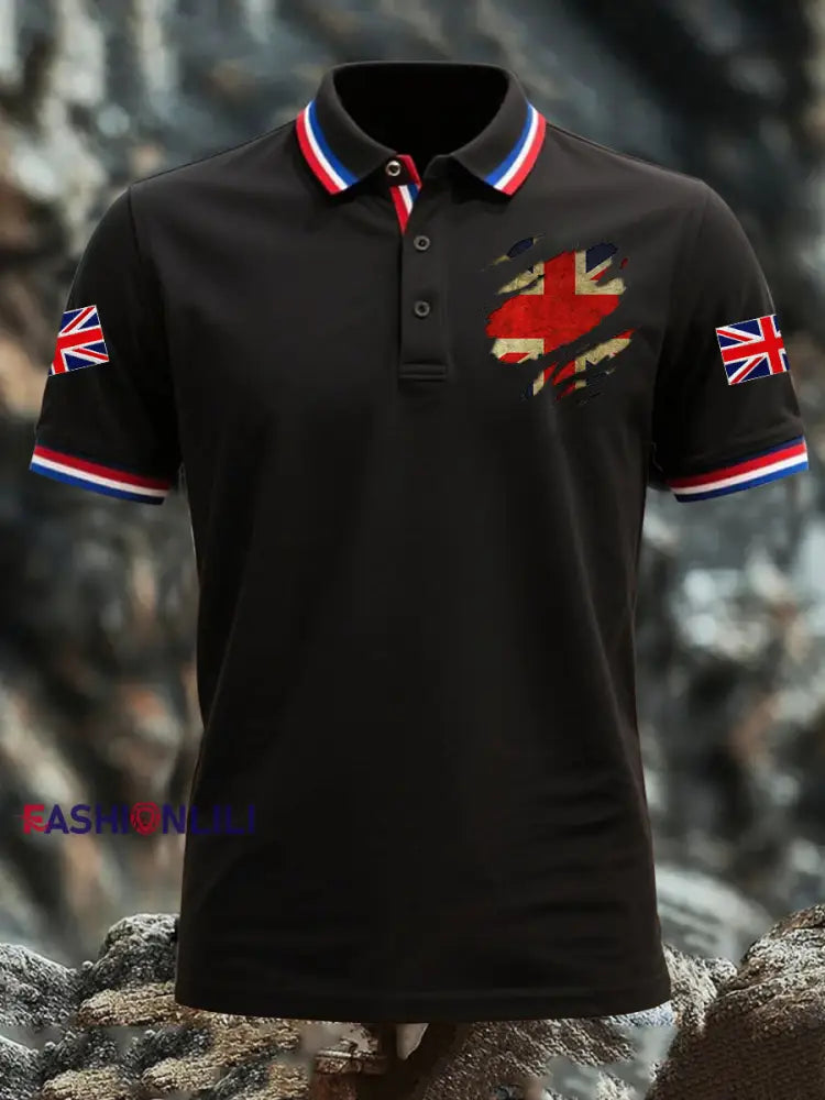 Men’s Union Jack Short Sleeve Shirt Black / S