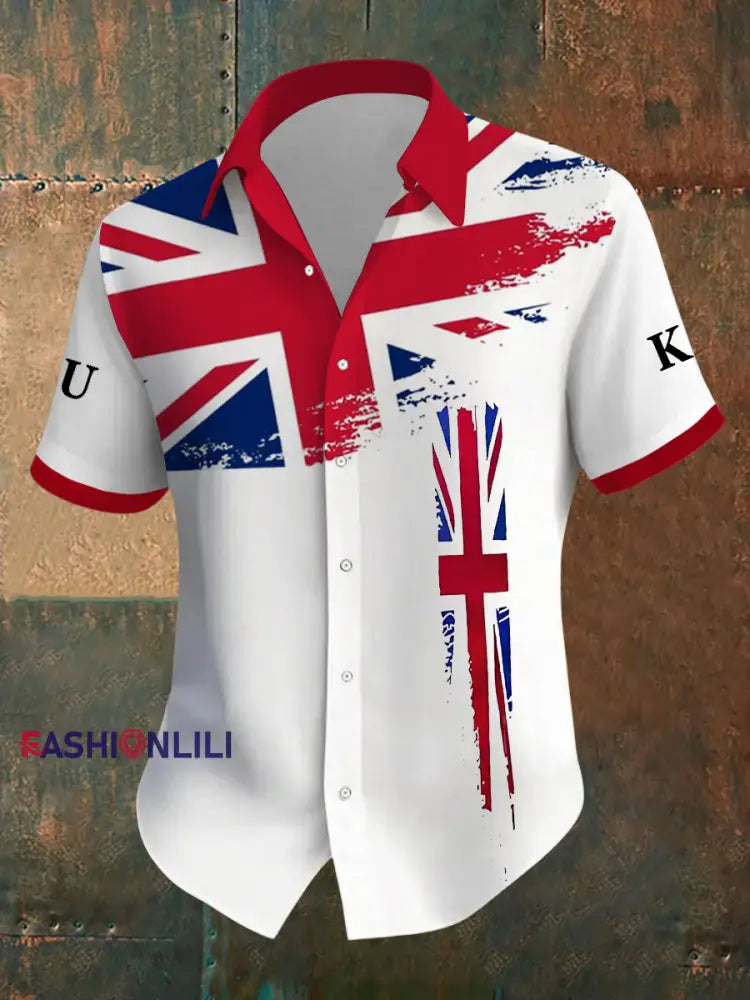 Men’s Union Jack Short Sleeve Shirt White / S