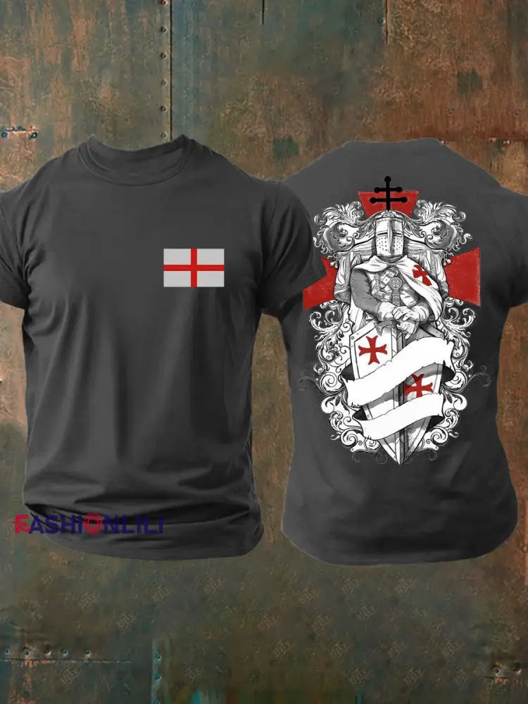 Men’s United Kingdom England imitation cotton short-sleeved T-shirt Dark Gray / S