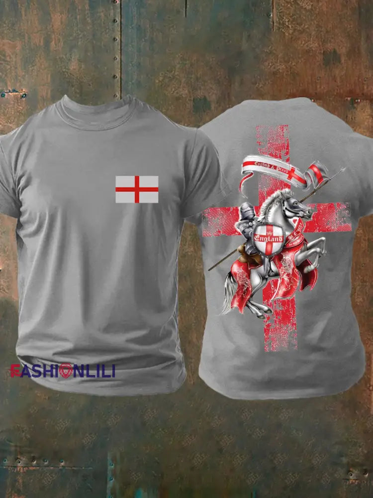 Men’s United Kingdom England imitation cotton short-sleeved T-shirt Light Gray / S