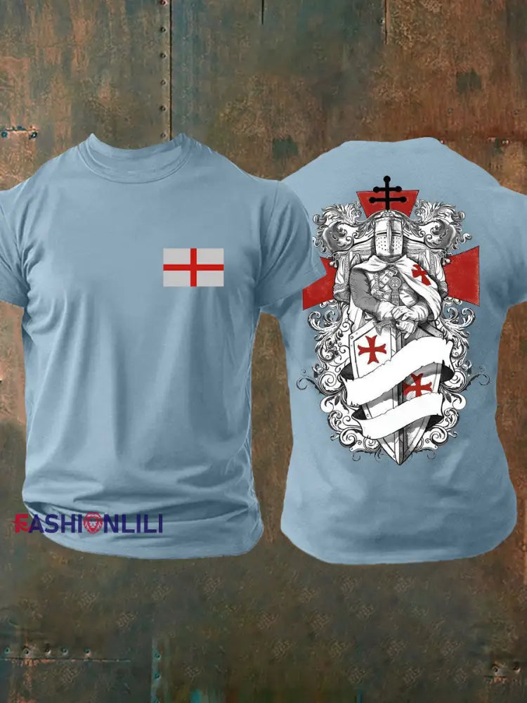 Men’s United Kingdom England imitation cotton short-sleeved T-shirt Sky Blue / S