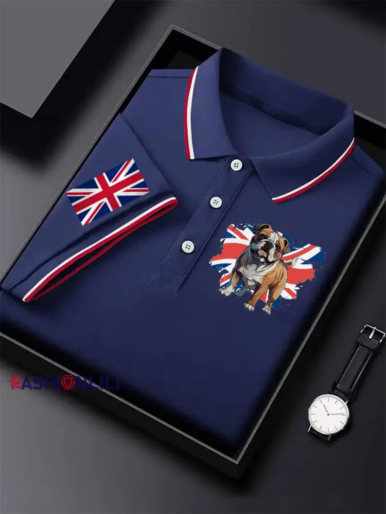 Men’s Vintage British Bulldog Casual Shirt Dark Blue / S