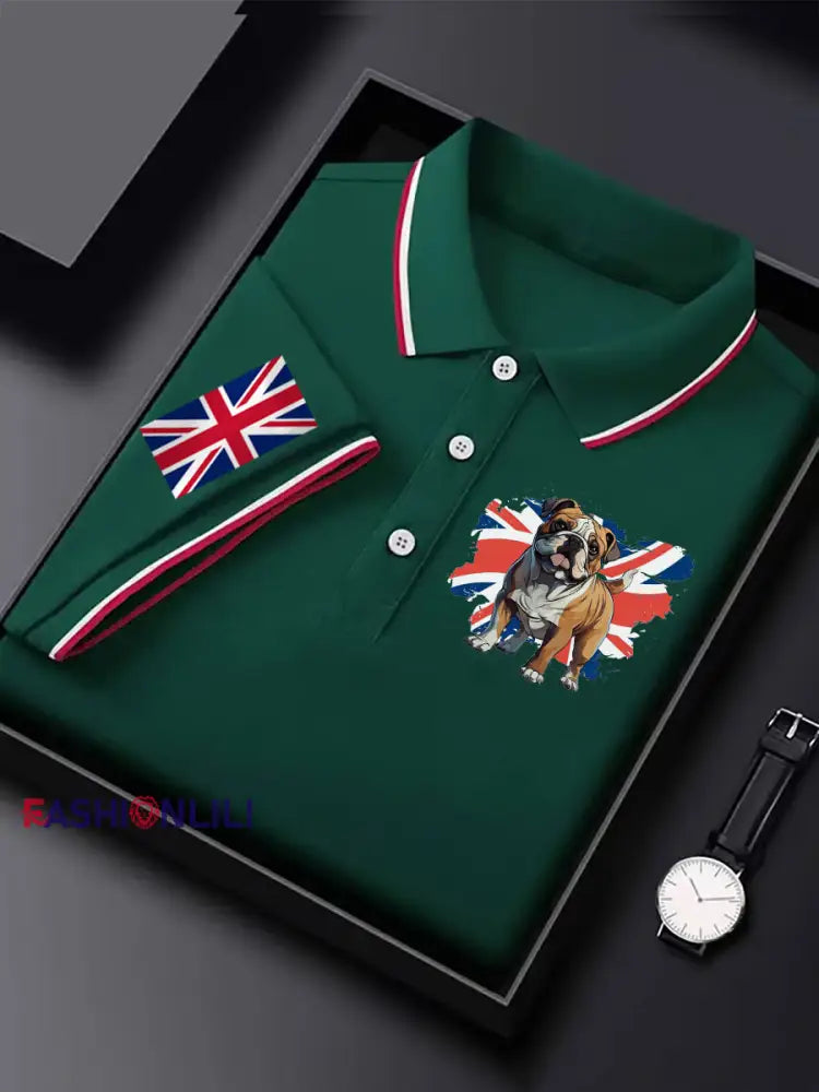 Men’s Vintage British Bulldog Casual Shirt Dark Green / S
