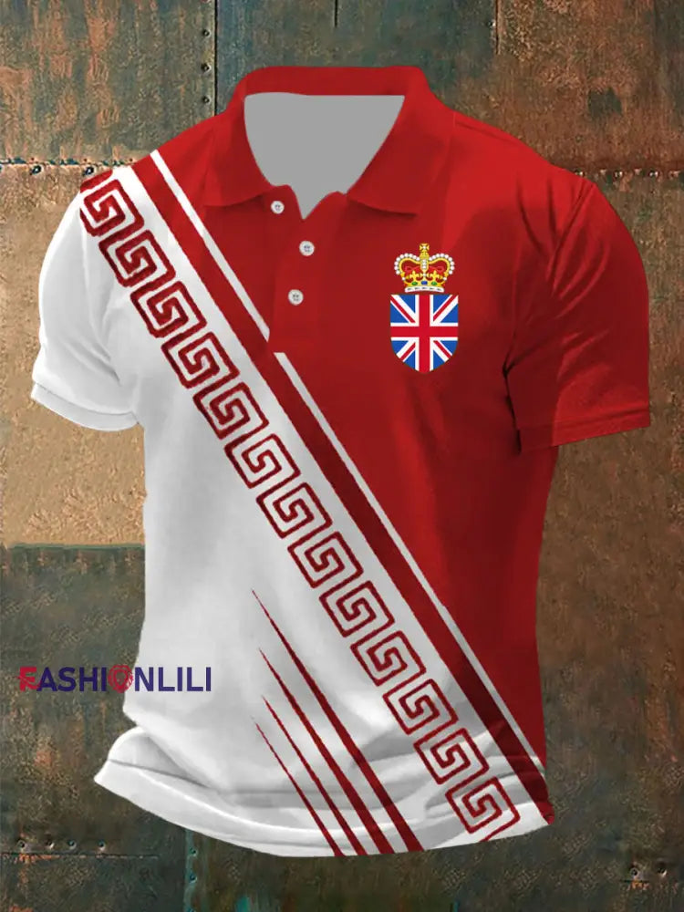 Men’s Vintage British Crown Casual Shirt Red / S