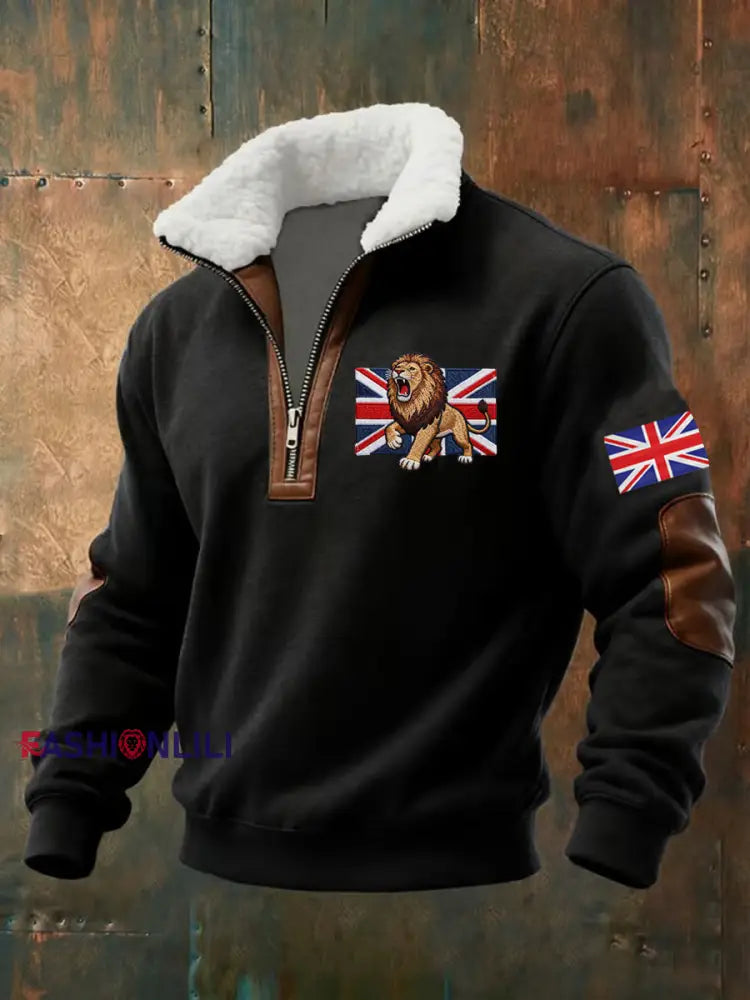 Men’s Vintage British Lion Print Sweatshirt Black / S