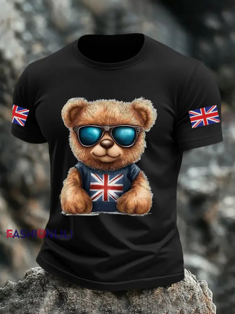 Men’s Vintage England Flag Beer Printed T-shirt Black / S