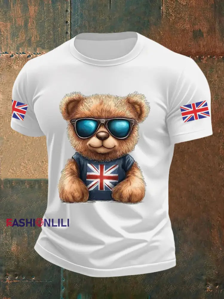 Men’s Vintage England Flag Beer Printed T-shirt White / S