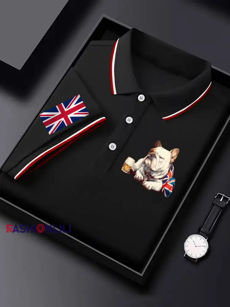 Men’s Vintage England Flag Casual Shirt Black / S