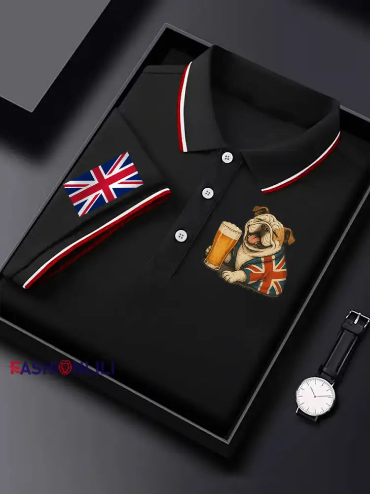 Men’s Vintage England Flag Casual Shirt Black / S