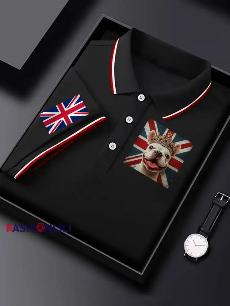 Men’s Vintage England Flag Casual Shirt Black / S