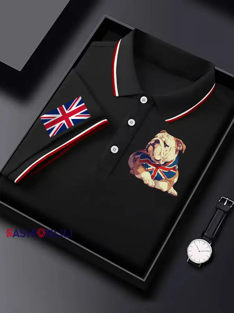 Men’s Vintage England Flag Casual Shirt Black / S