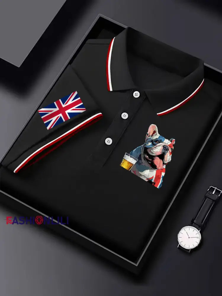 Men’s Vintage England Flag Casual Shirt Black / S