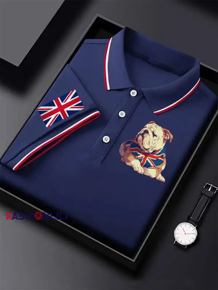 Men’s Vintage England Flag Casual Shirt Blue / S